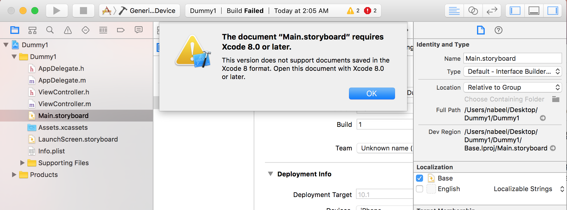 UI Files of XCode 8 opened in XCode 7